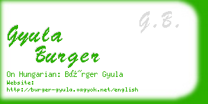 gyula burger business card